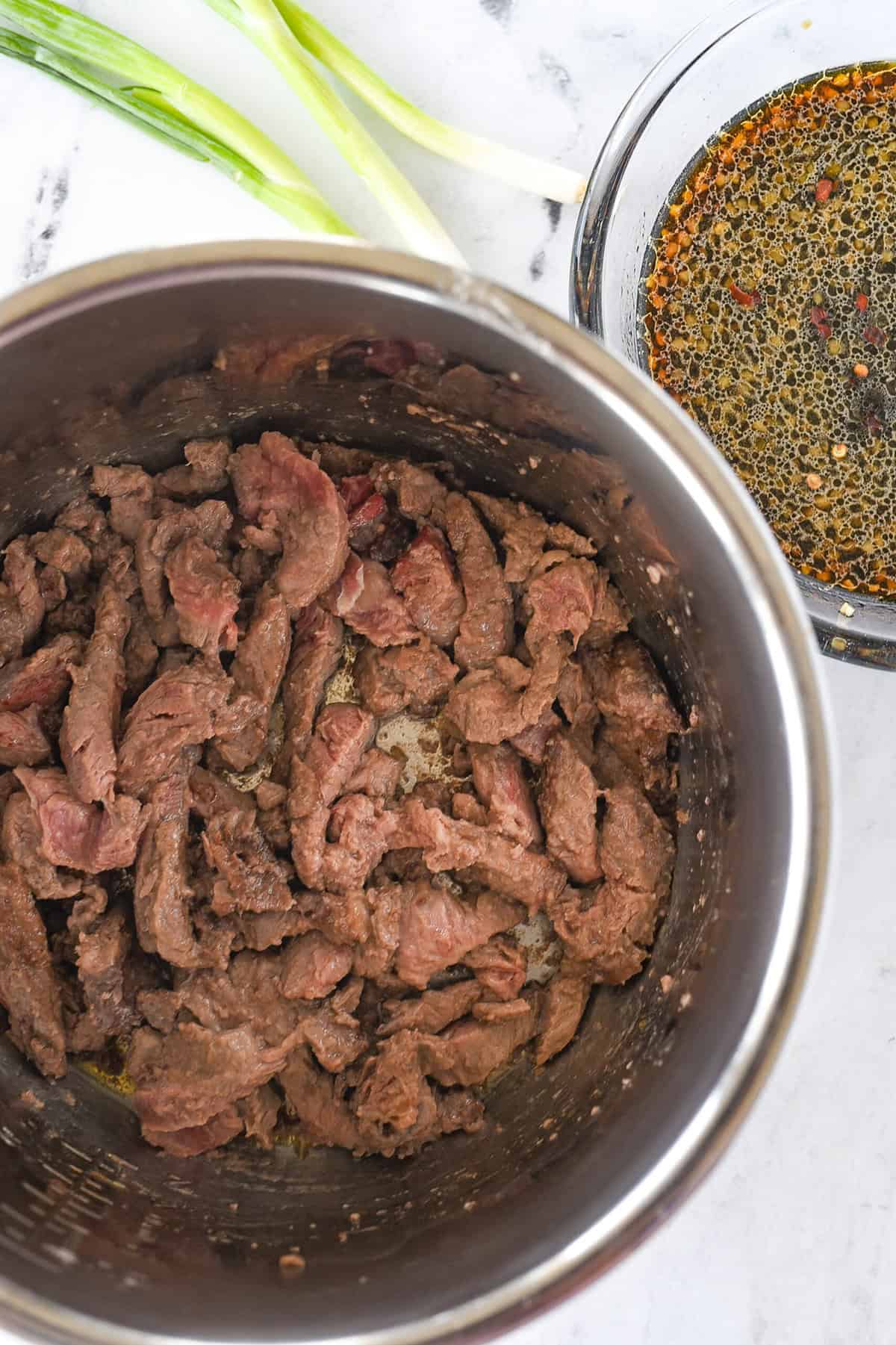browned meat in an instant pot