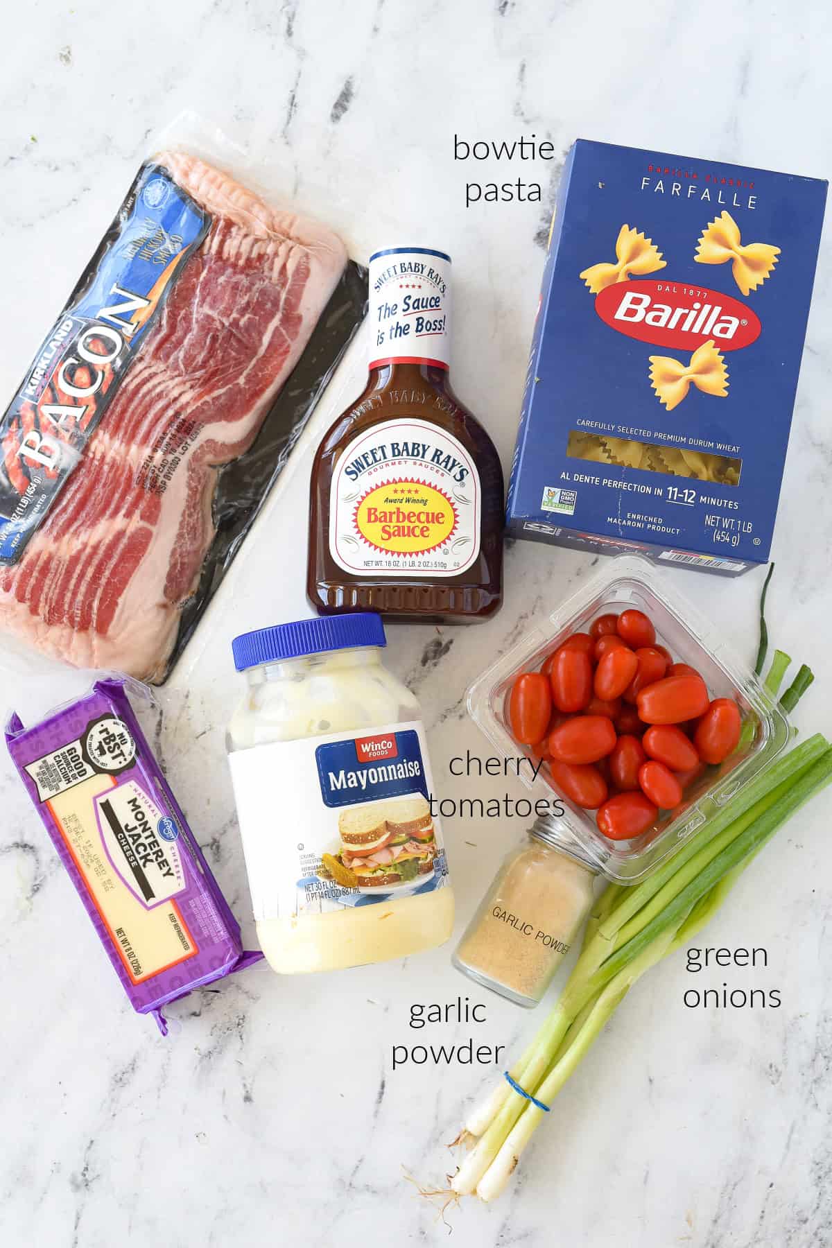 INGREDIENTS FOR BLT PASTA SALAD