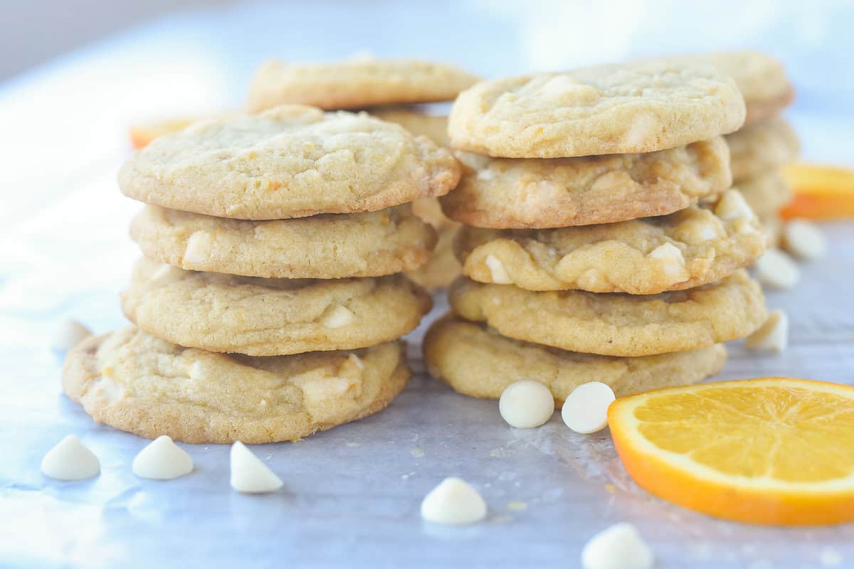 two stacks of orange creamsicle cookies
