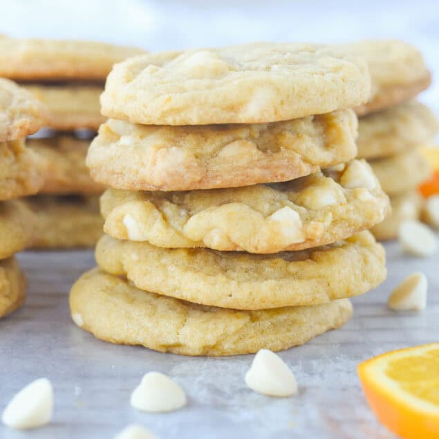 stack of five orange creamsicle cookies