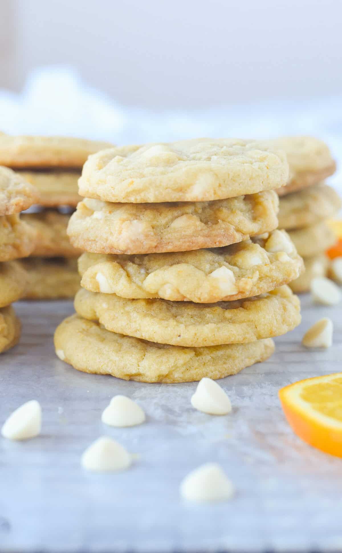 stack of five orange creamsicle cookies