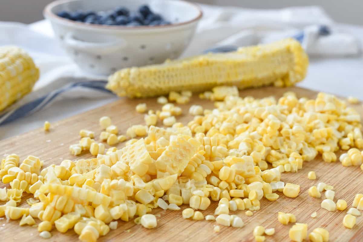 cutting corn off the cob