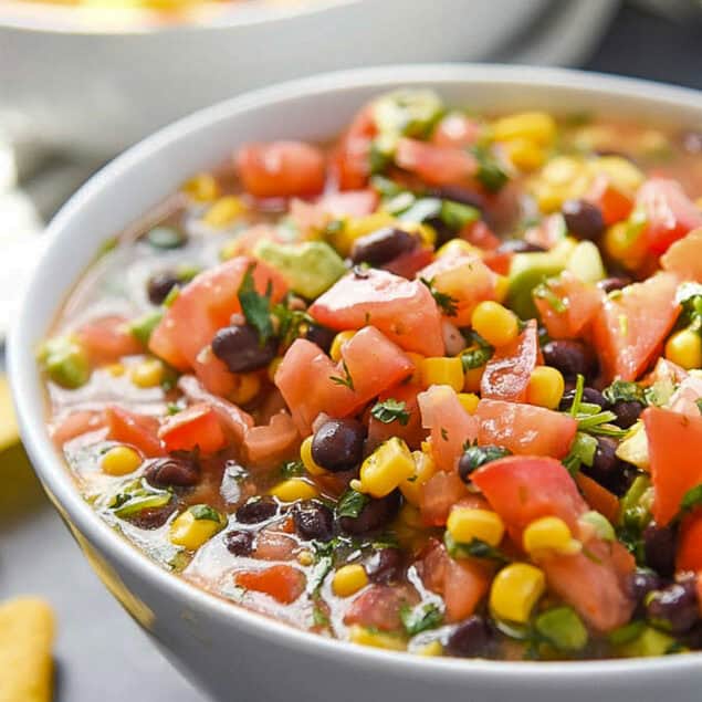bowl of cowboy caviar on the table
