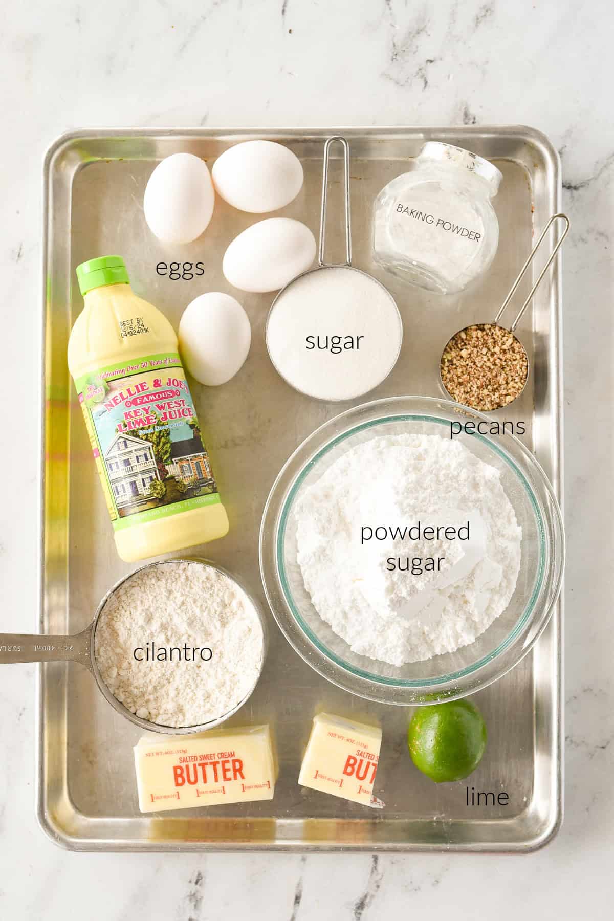 Ingredients for key lime bars
