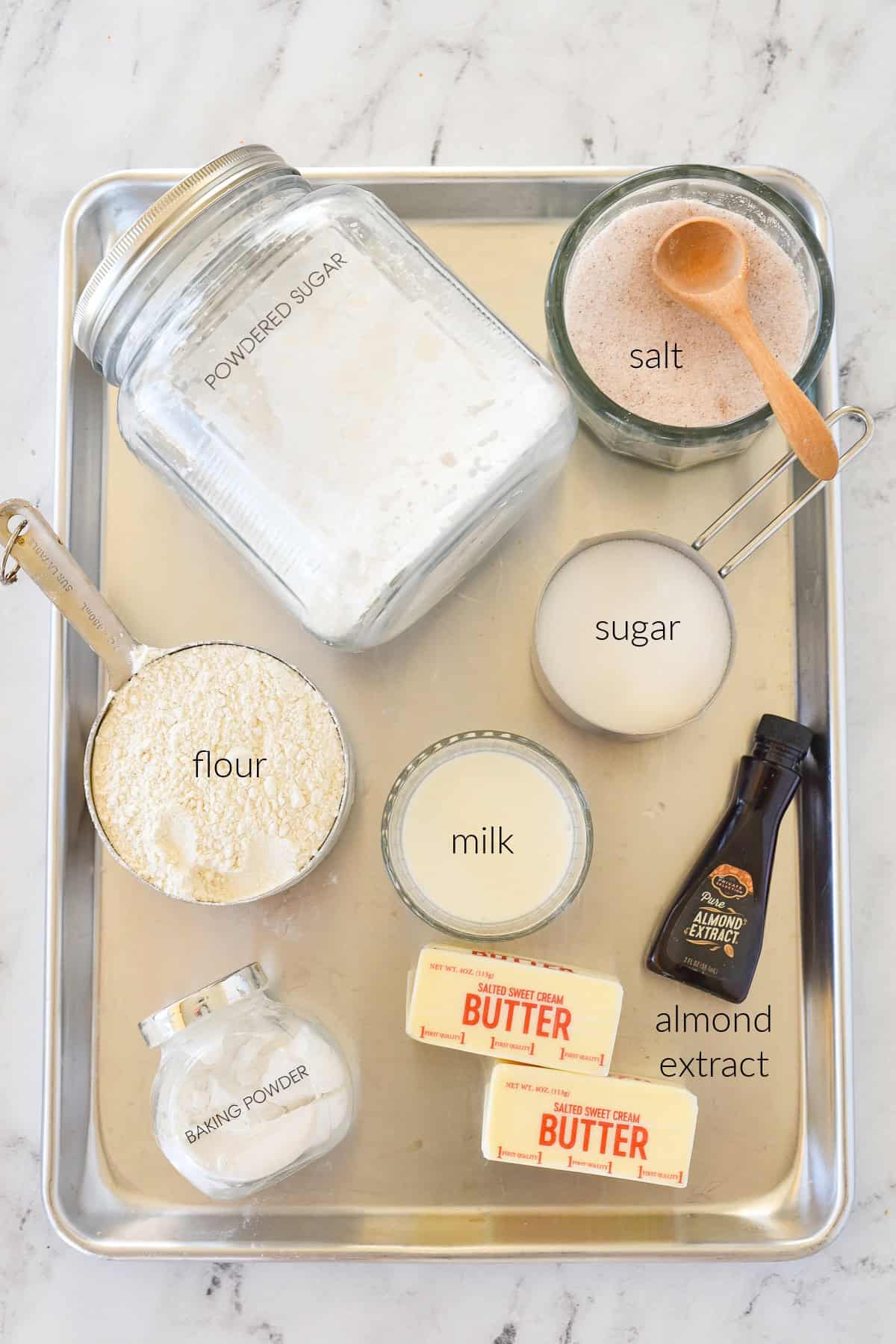 ingredients for almond sugar cookies