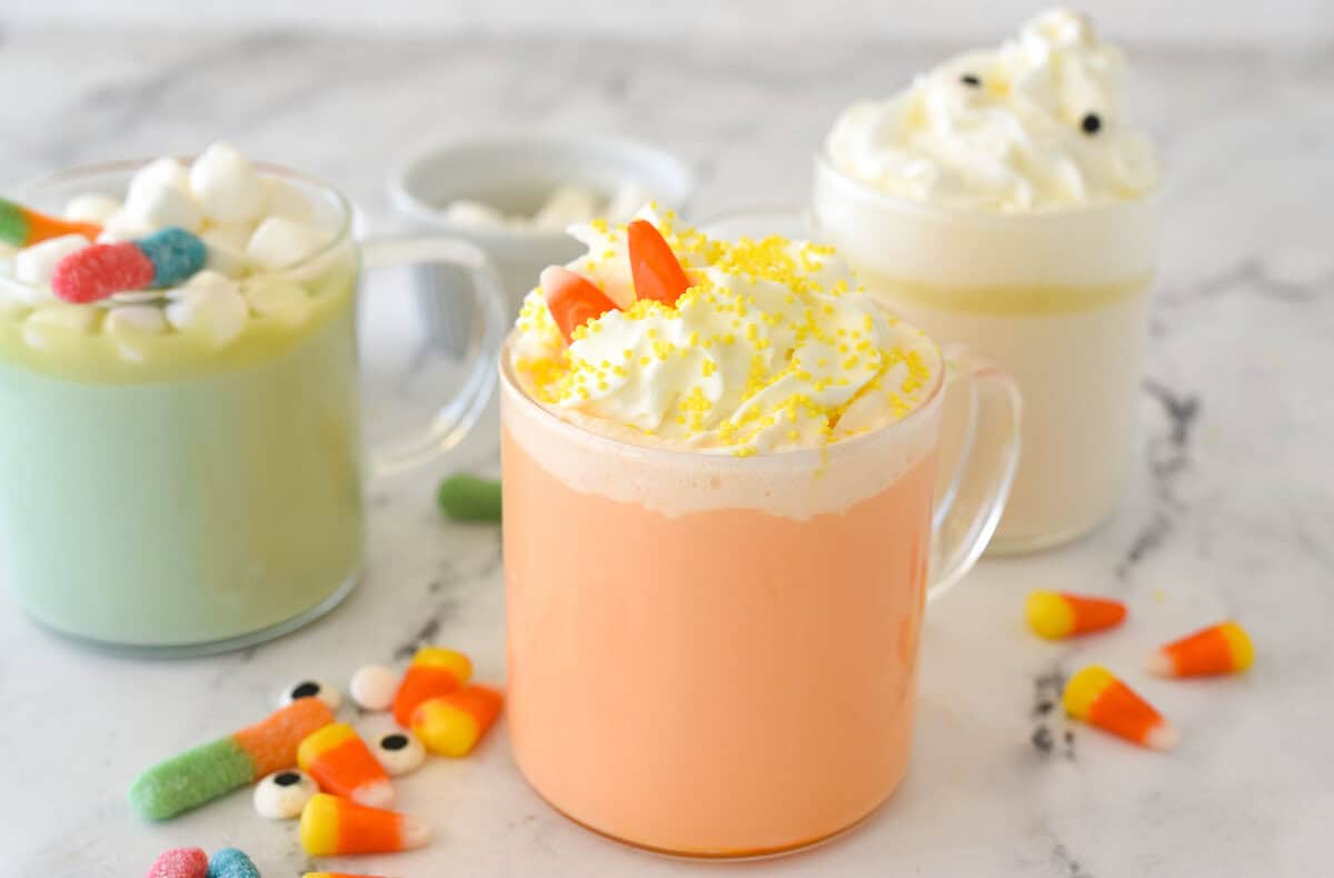 candy corn halloween  hot chocolate.