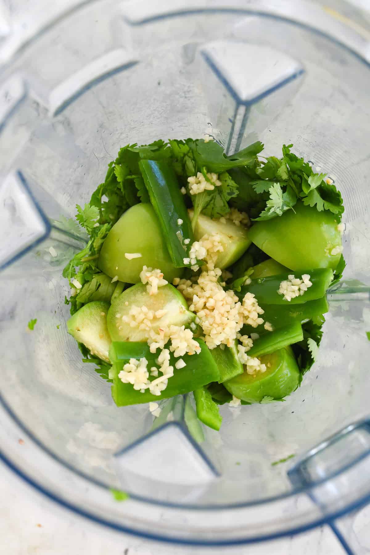 ingredients in a blender for salad dressing.