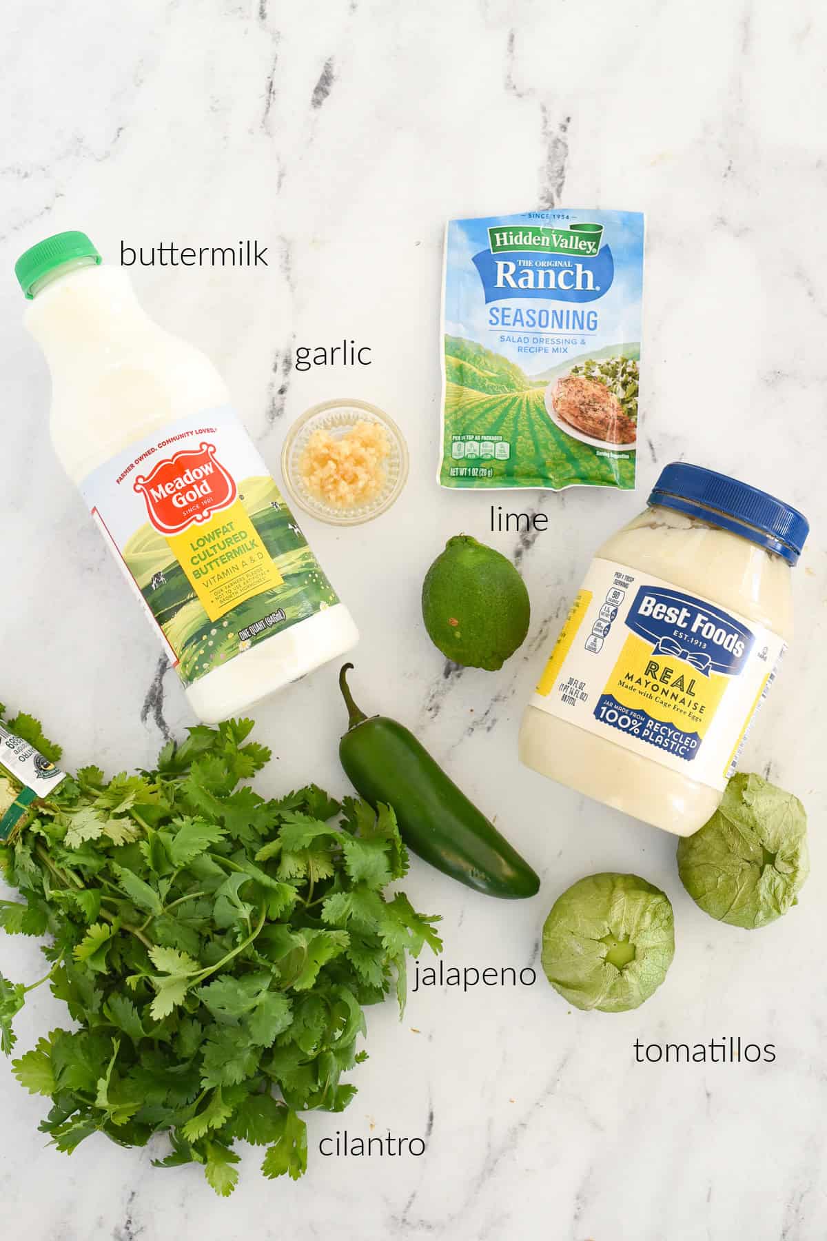 ingredients for tomatillo dressing