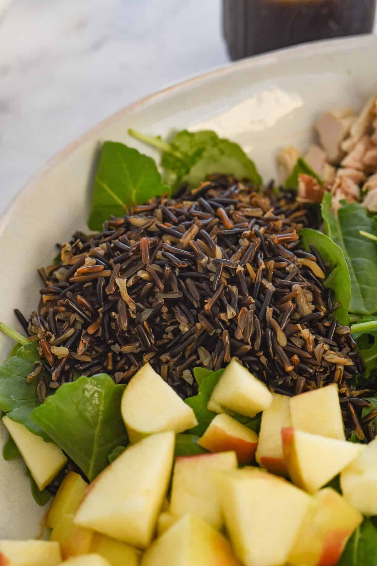 wild rice on a bed of kale