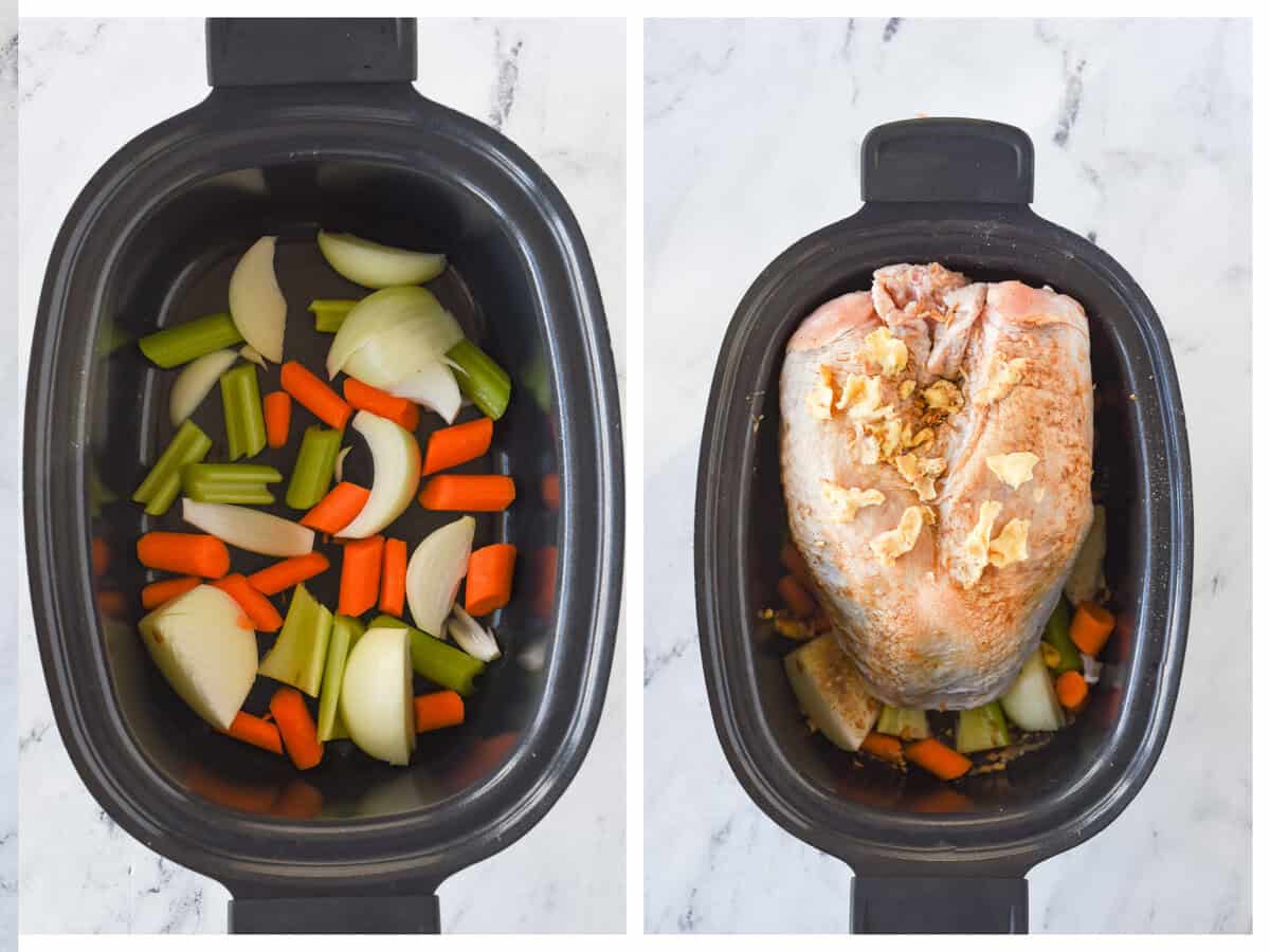 veggies and turkey breast in slow cooker