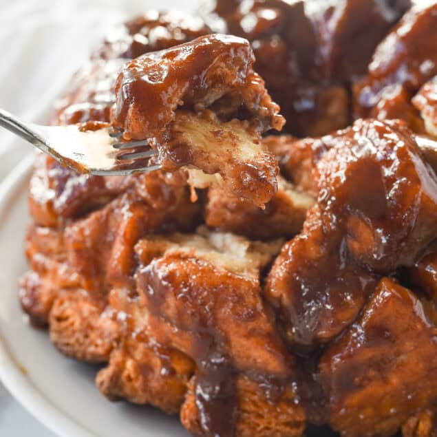fork taking a bite of monkey bread