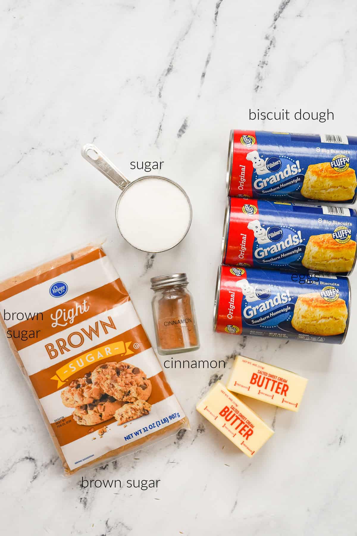 Monkey bread ingredients.