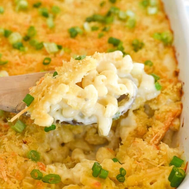 spoonful of baked mac and cheese