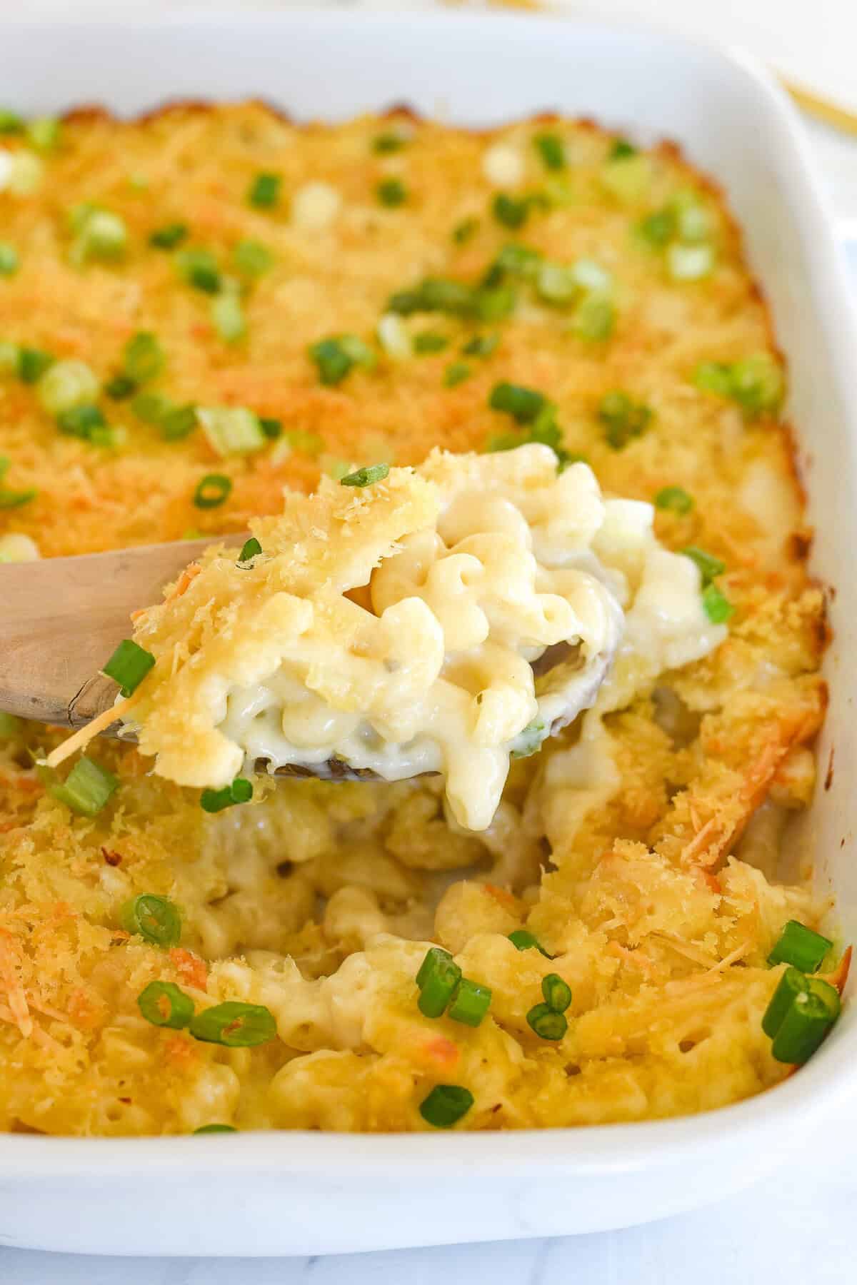 spoonful of baked mac and cheese