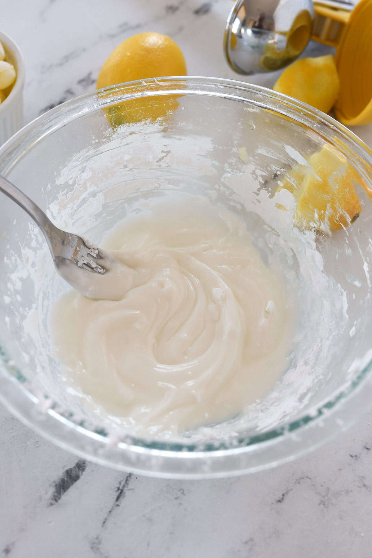 lemon glaze in a bowl