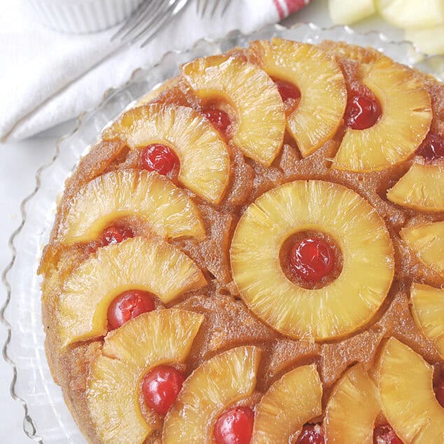 Pineapple Upside down cake on a olate