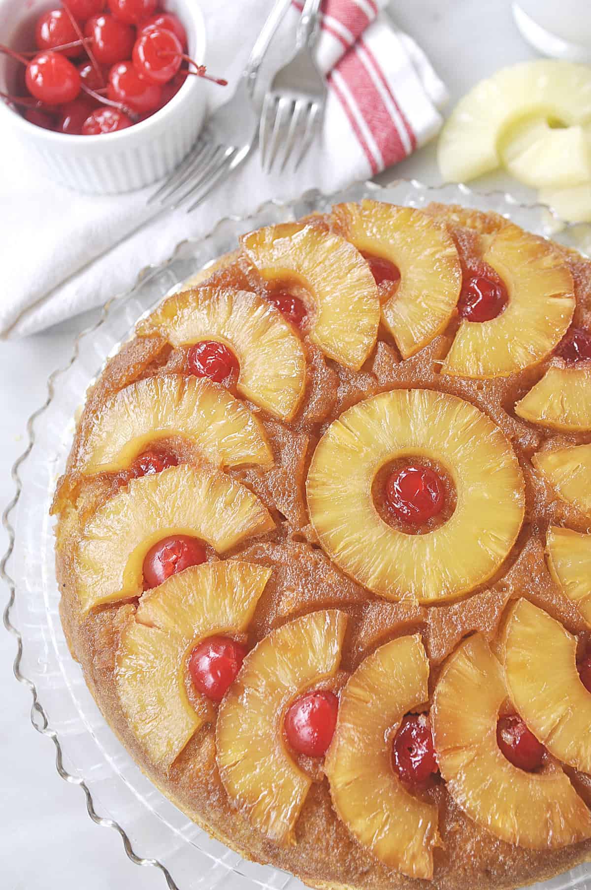 Pineapple Upside down cake on a olate
