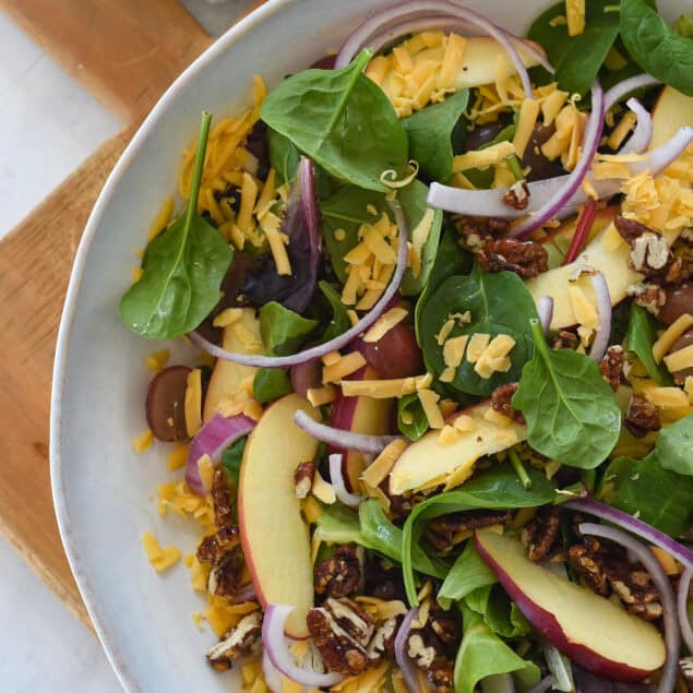 apple pecan salad in a bowl