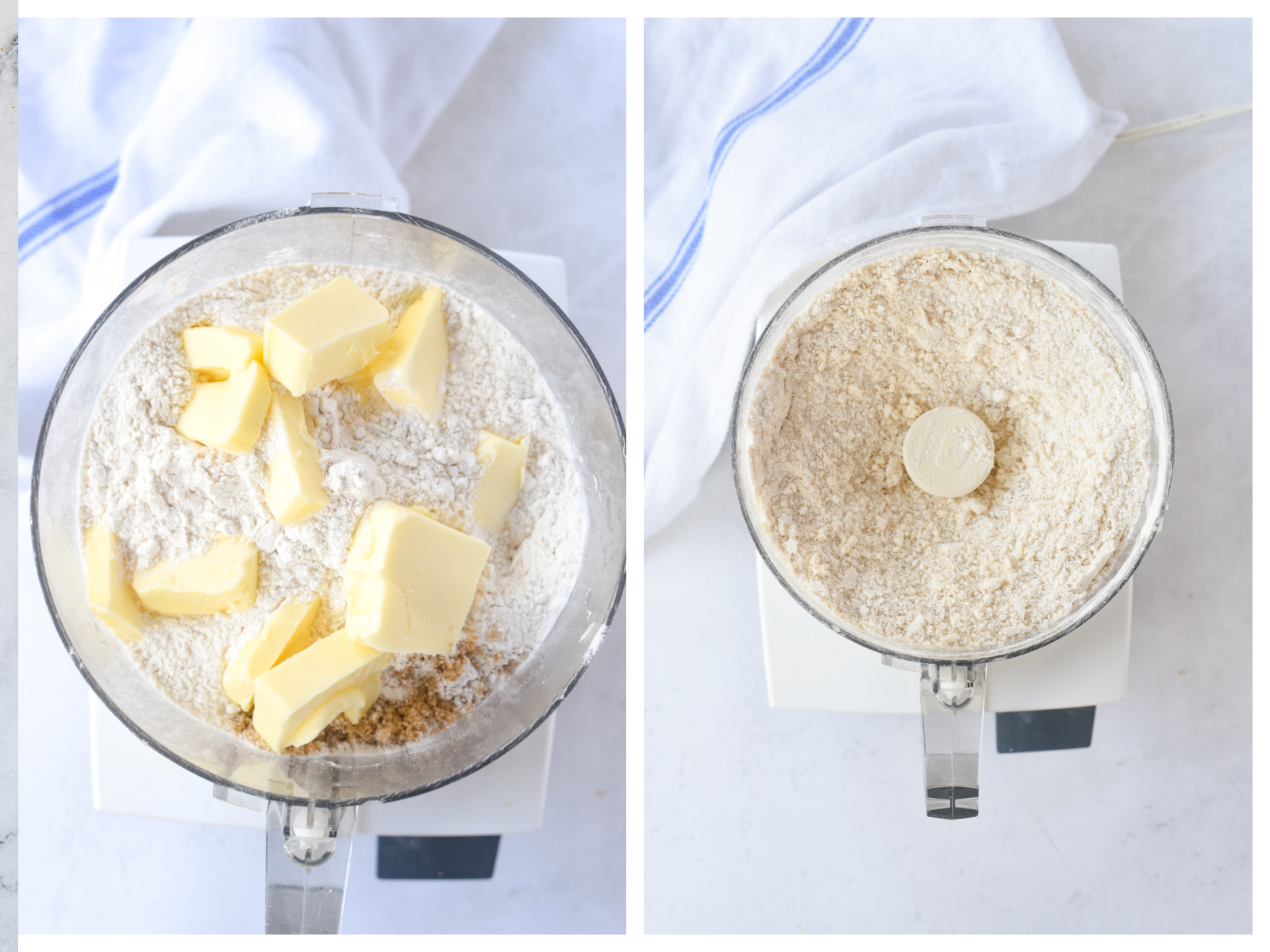 ingredients for shortbread in a food processor
