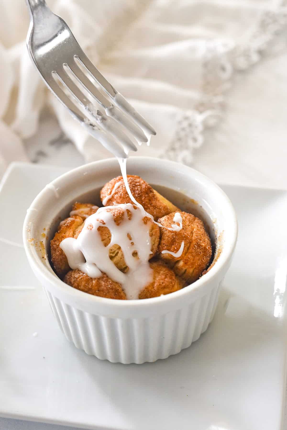 drizzling monkey bread with a glaze