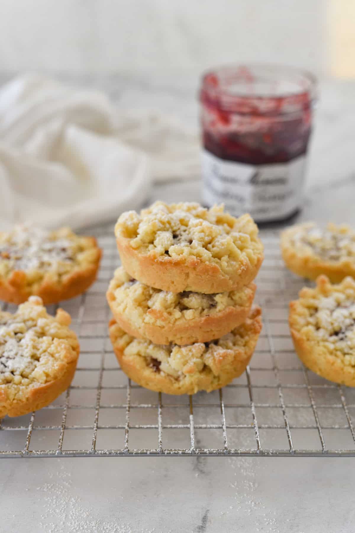 stack of three jam tarts