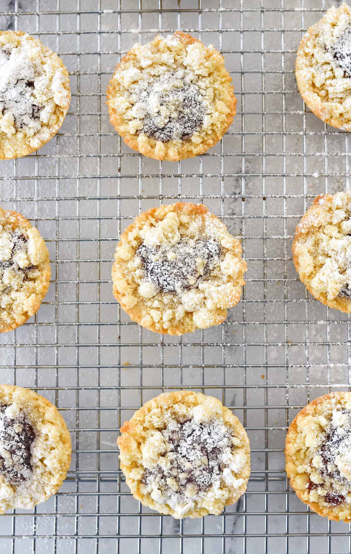 jam tarts dusted with powdered sugar
