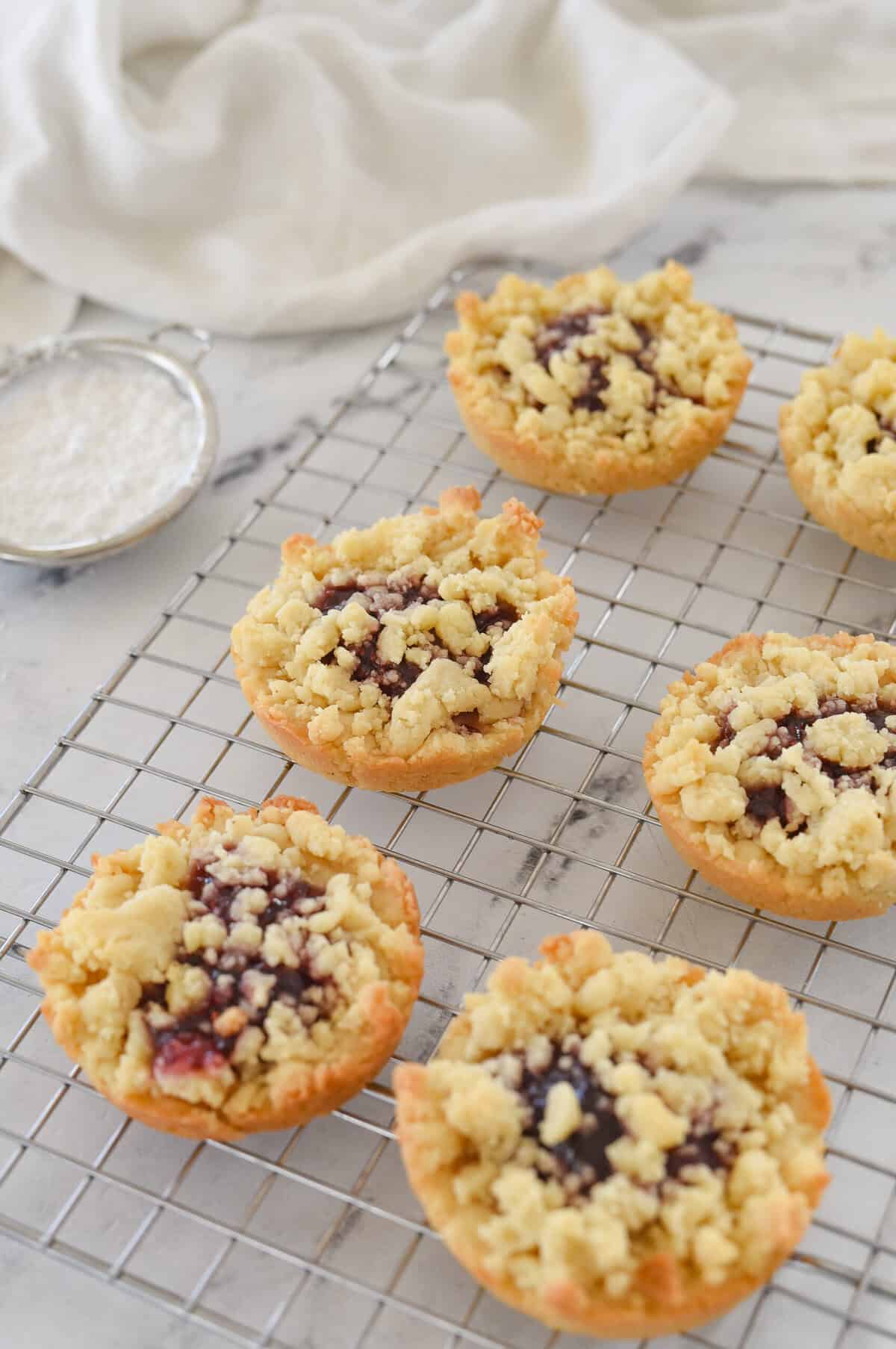 jam tarts cooling on a cooling rack