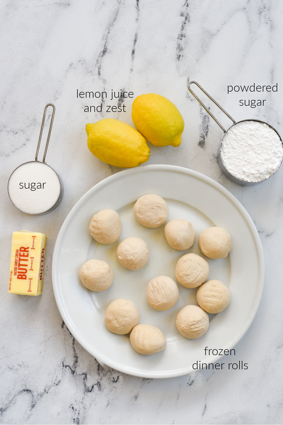 ingredients for lemon pull apart rolls