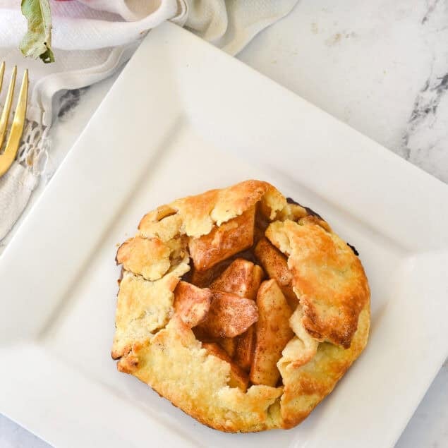 single serve apple galette on a pla te