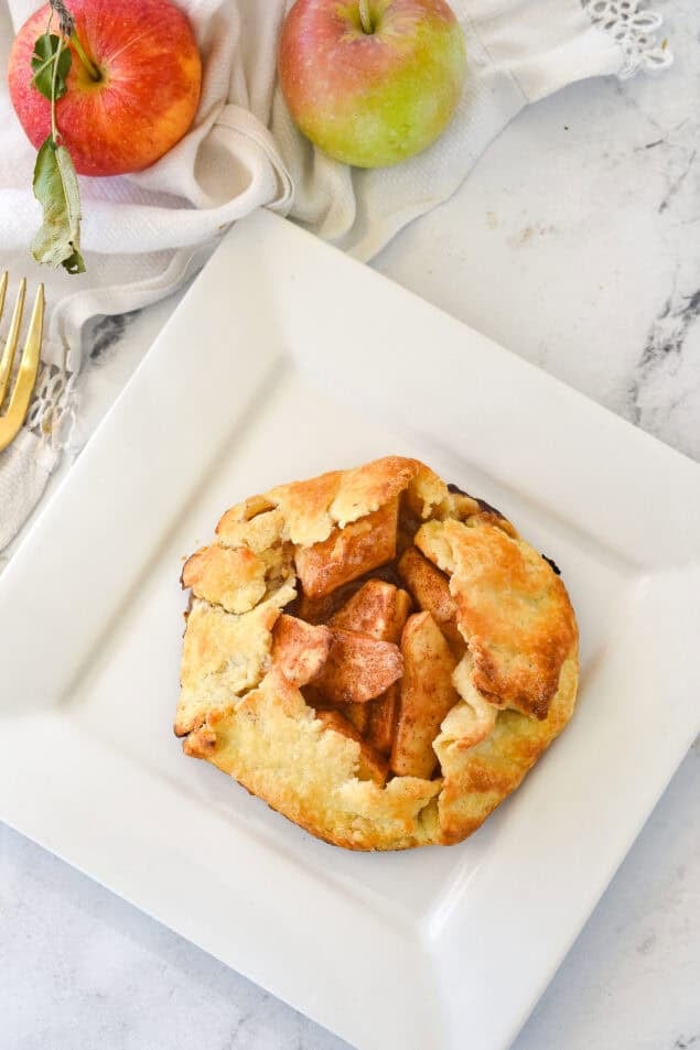 single serve apple galette on a pla te
