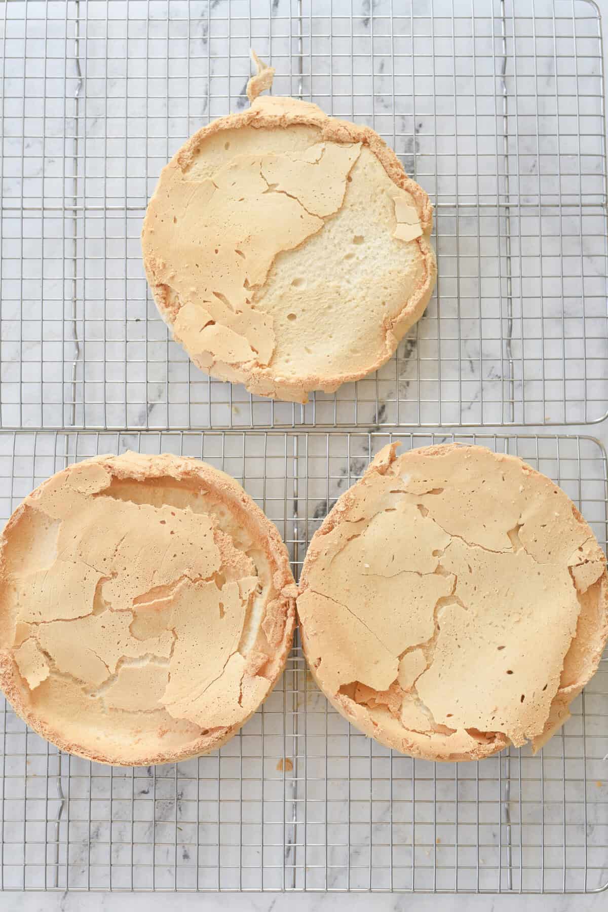meringues cooling on a wire rac