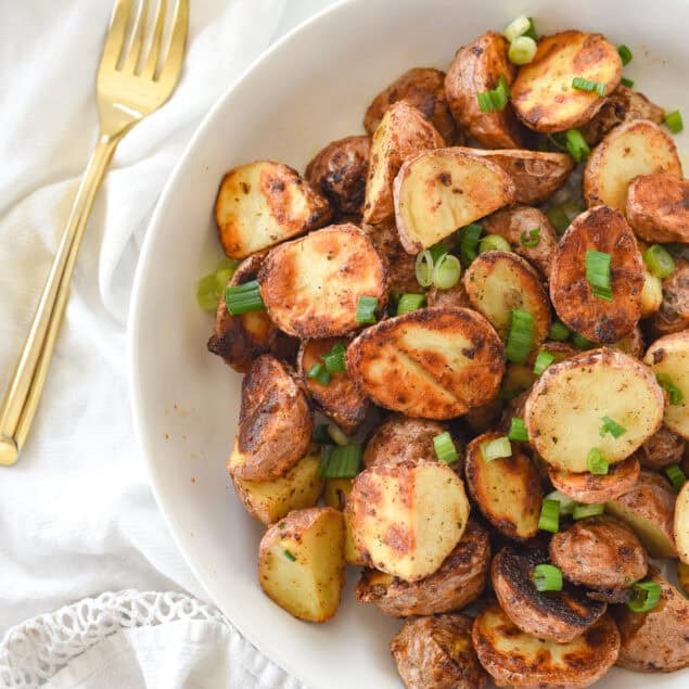 view of a bowl of ranch roasted potatoes