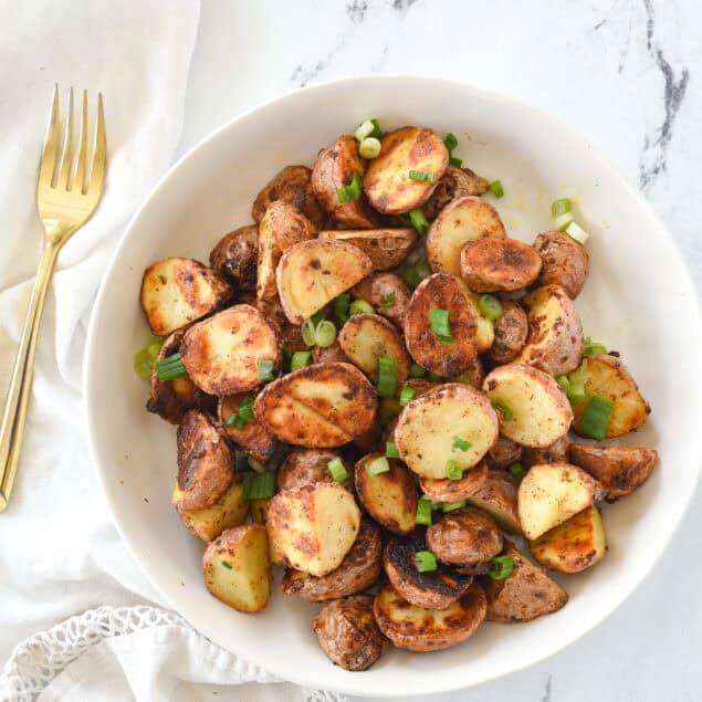 overhead shot of ranch roasted potatoes