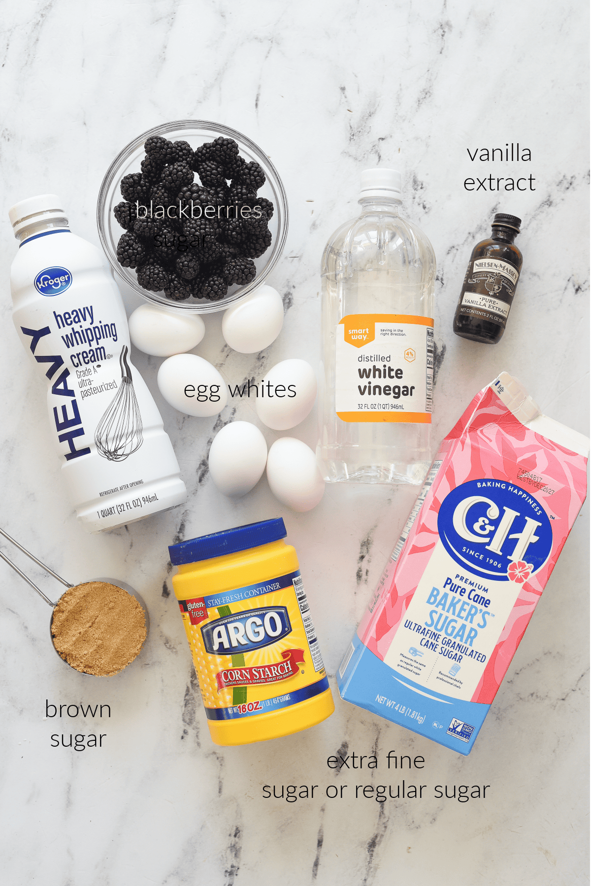 ingredients for brown sugar pavlova