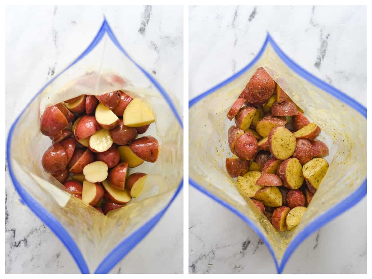 potatoes in a bag with oil on them and ranch seasoning