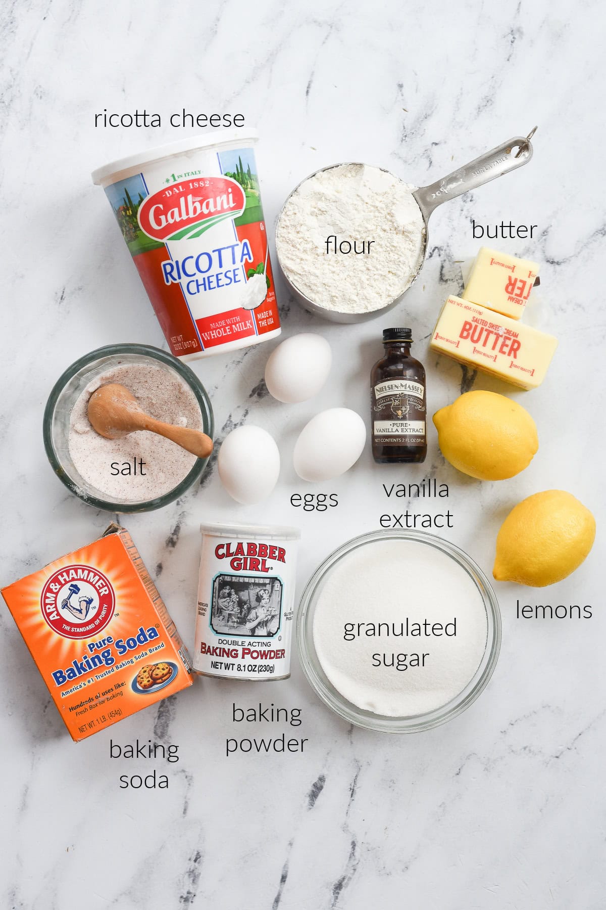 ingredients for lemon ricotta cake
