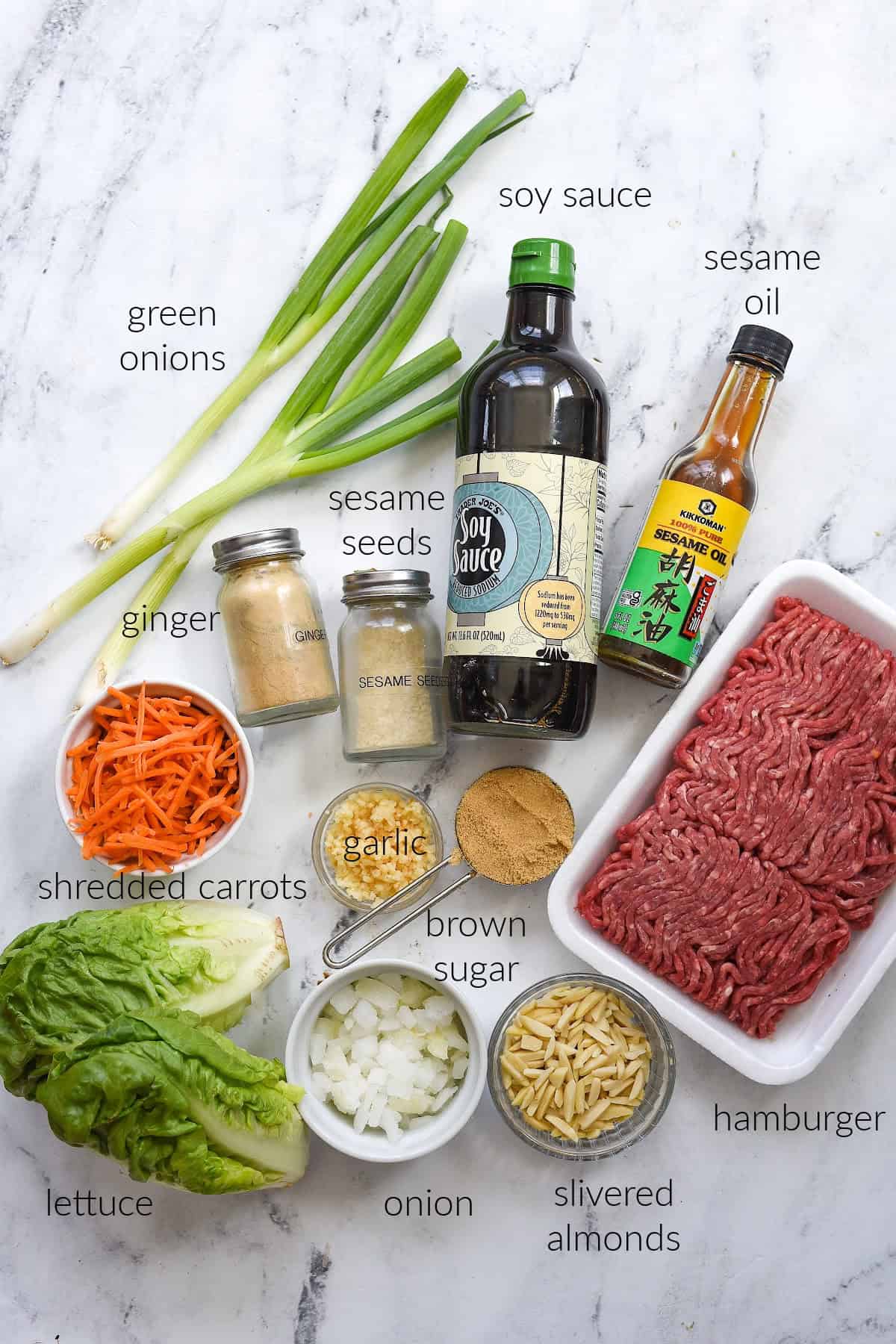 ingredients for korean beef lettuce wraps