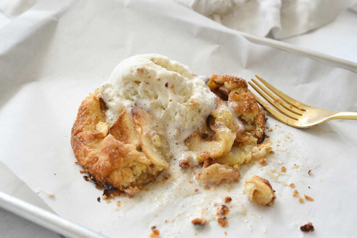 apple galette for one with scoop of icre cream on top
