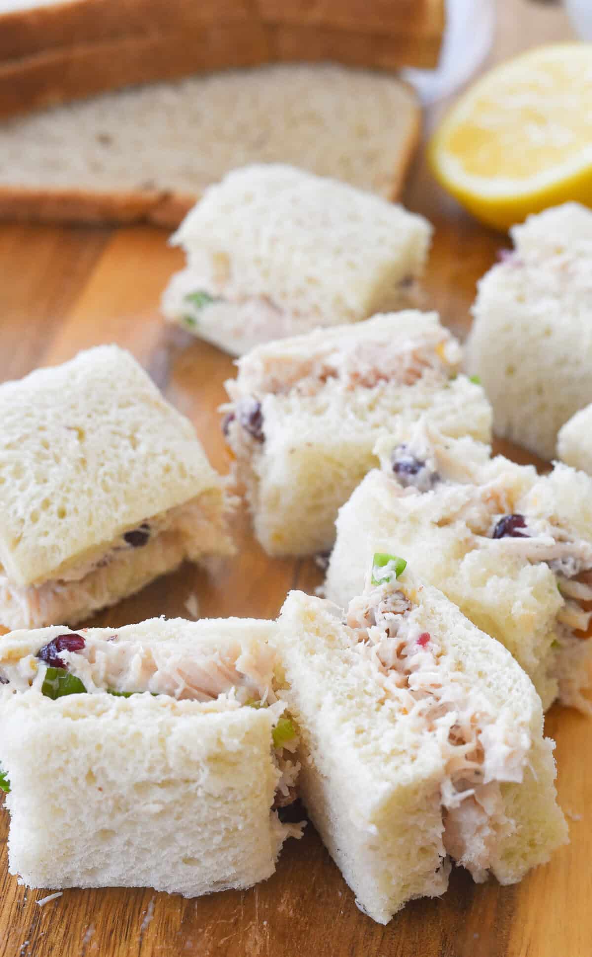 cut up chicken salad tea sandwiches
