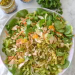 overhead shot of sesame chicken salad