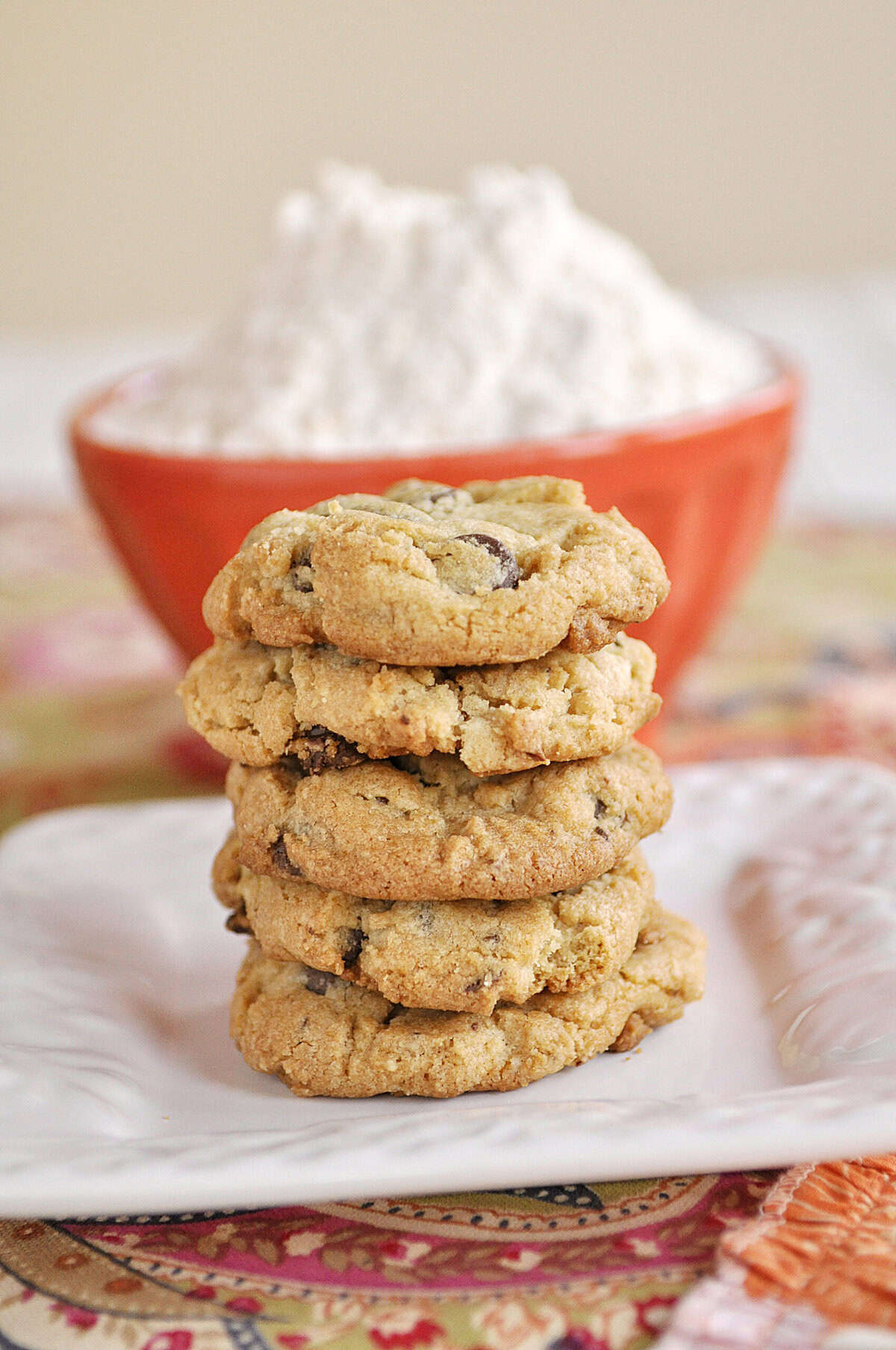 pile of gluten free chocolate chip cookies
