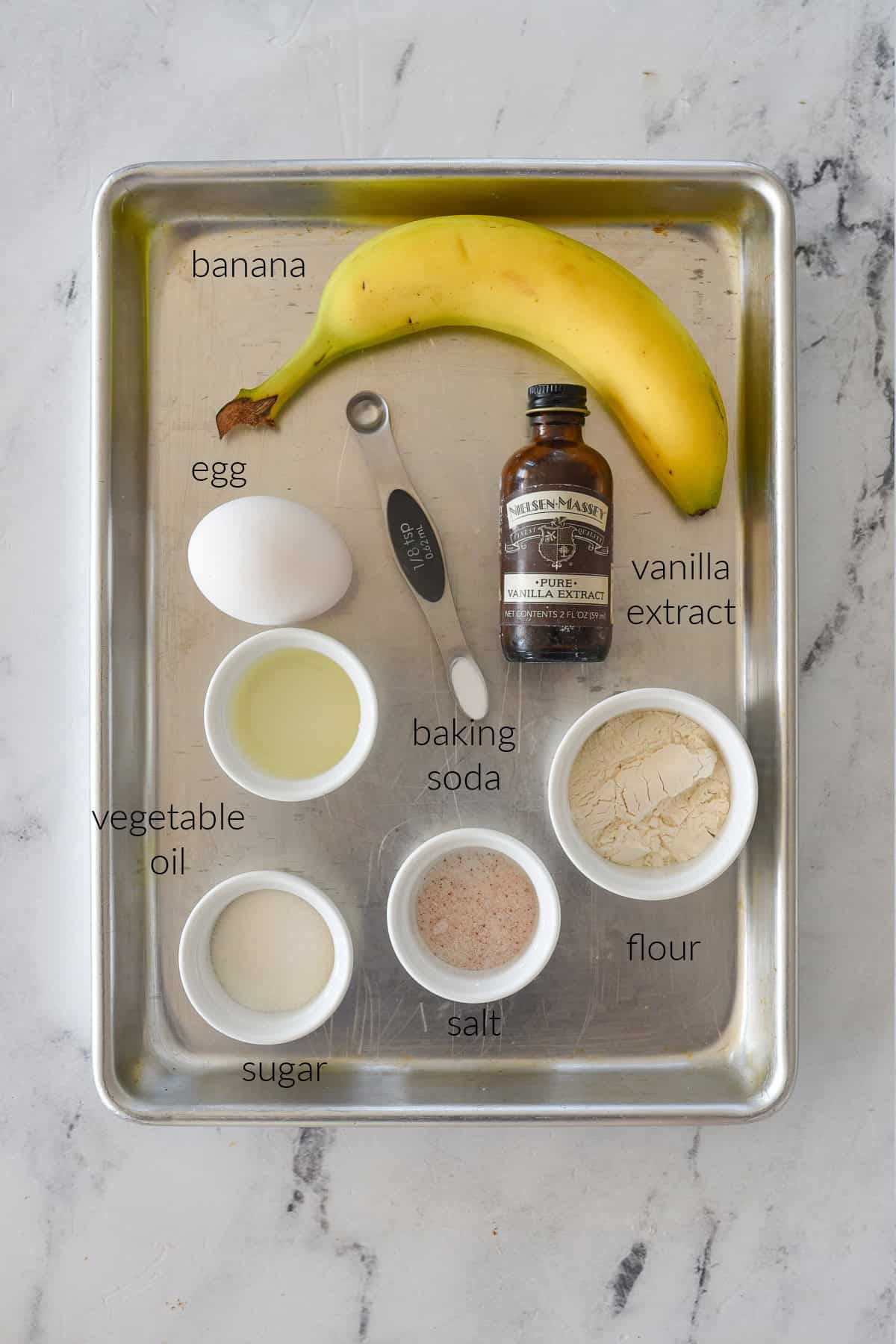 Ingredients for banana bread for one