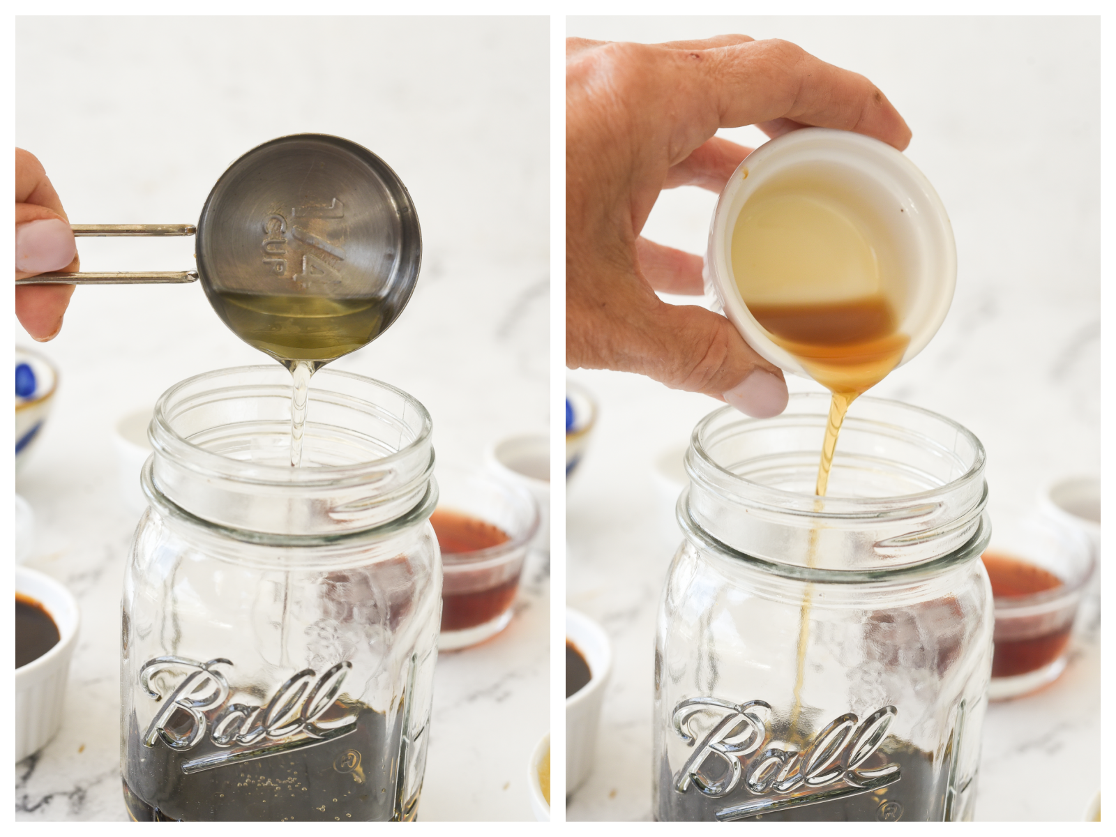 mixing togeether salad dressing and marinade