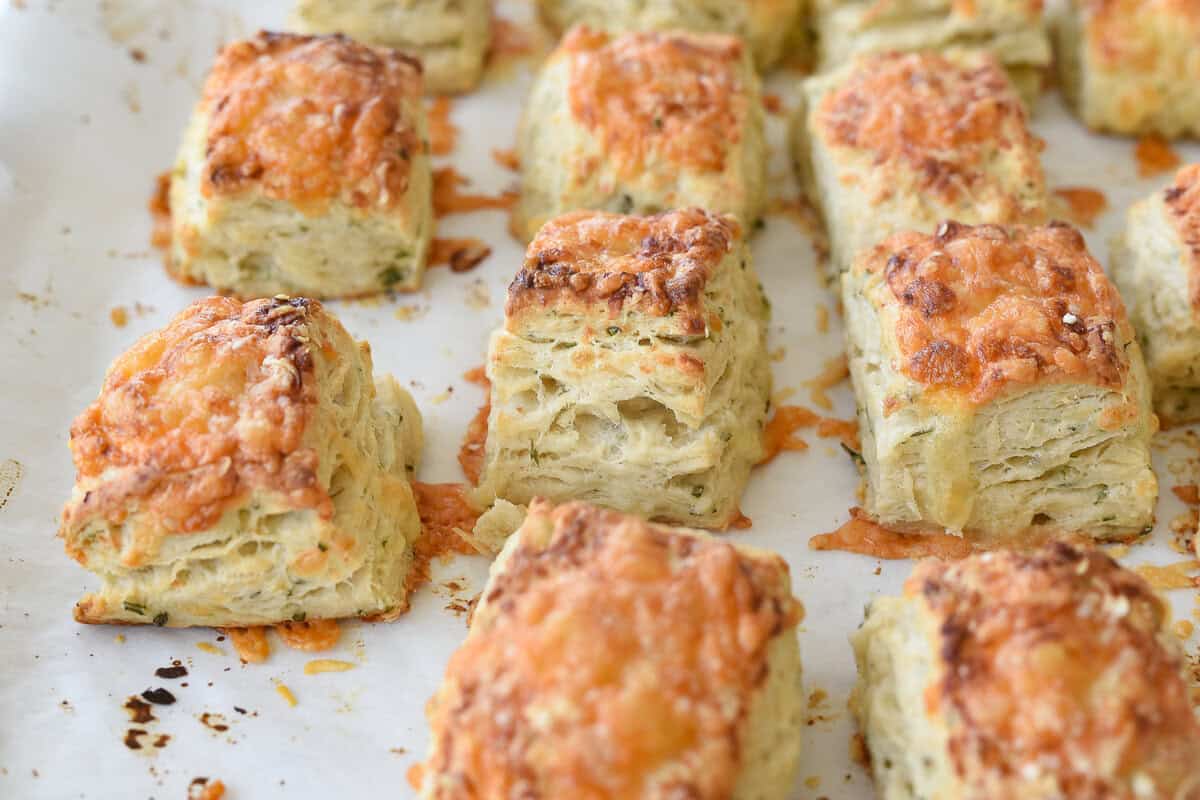 cheese scones baked on a baking sheet