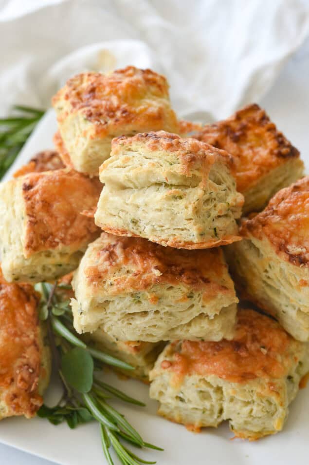pile of cheese scones on a plate