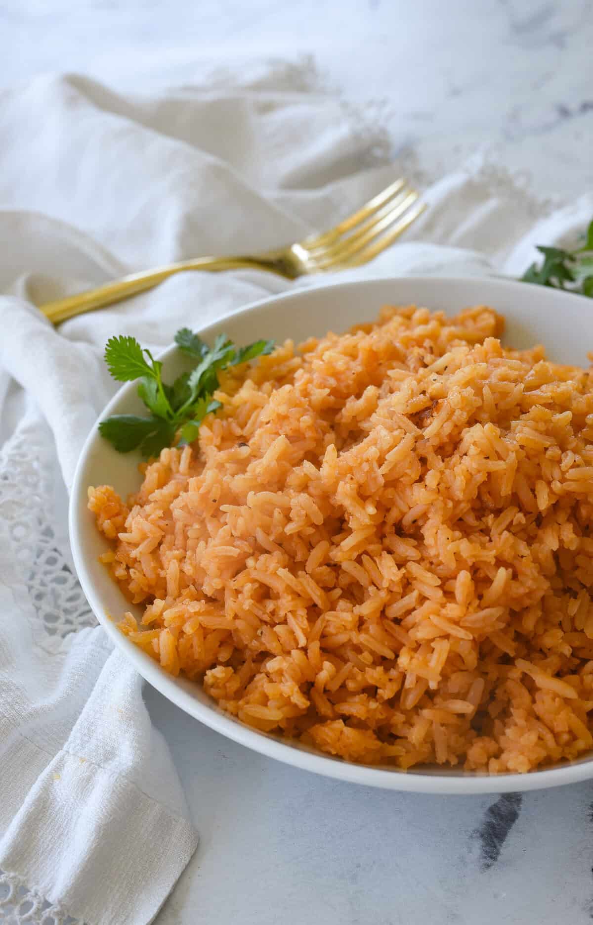 mexican rice in a bowl 
