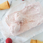 overfhead shot of no churn strawberry ice cream