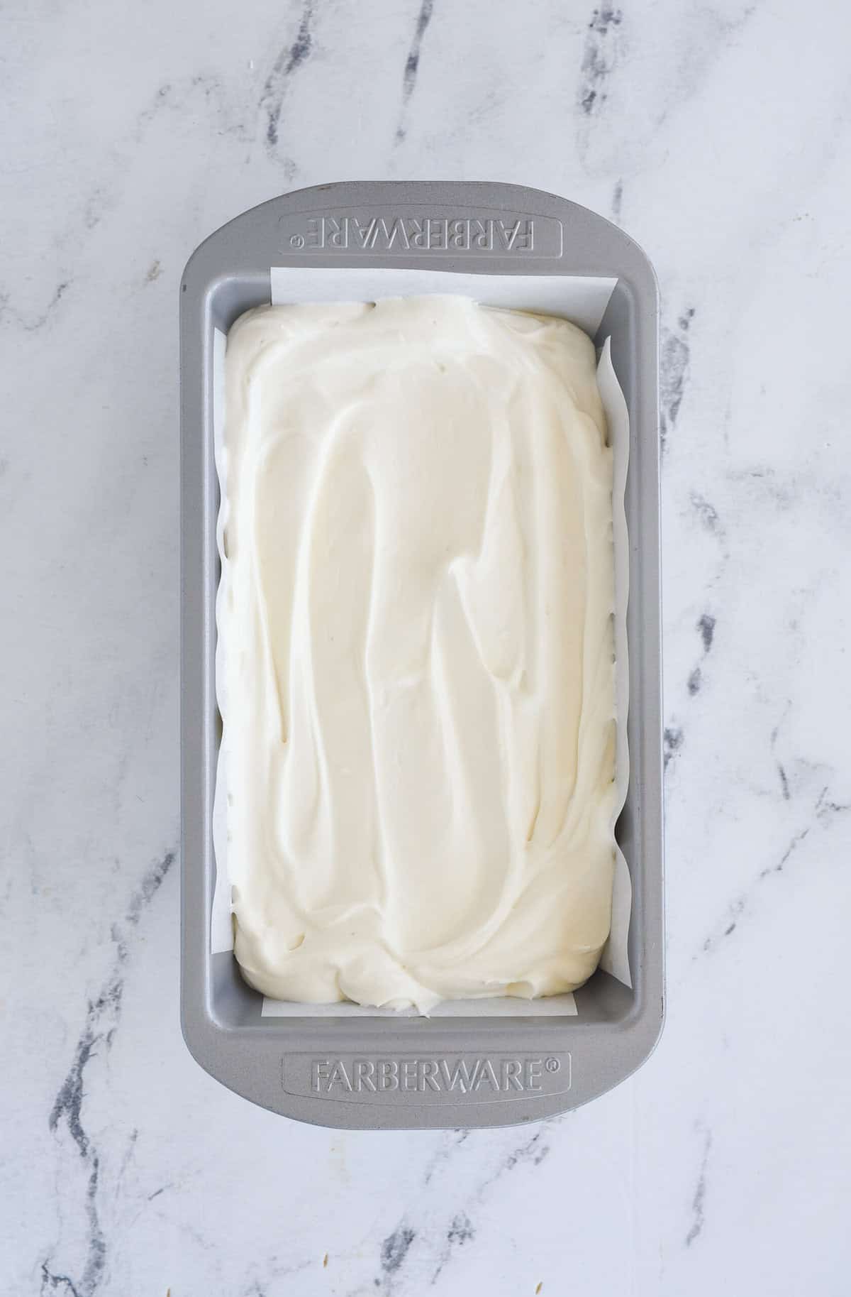 parchment paper lined loaf pan with no churn ice cream