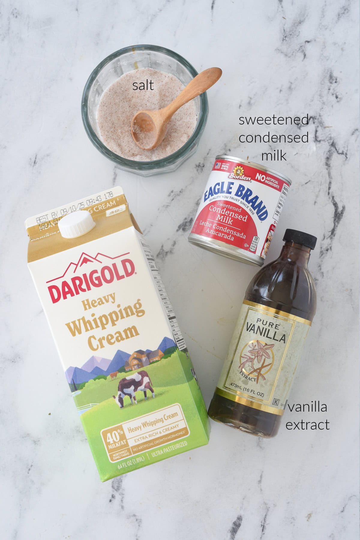 ingredients for vanilla no churn ice cream