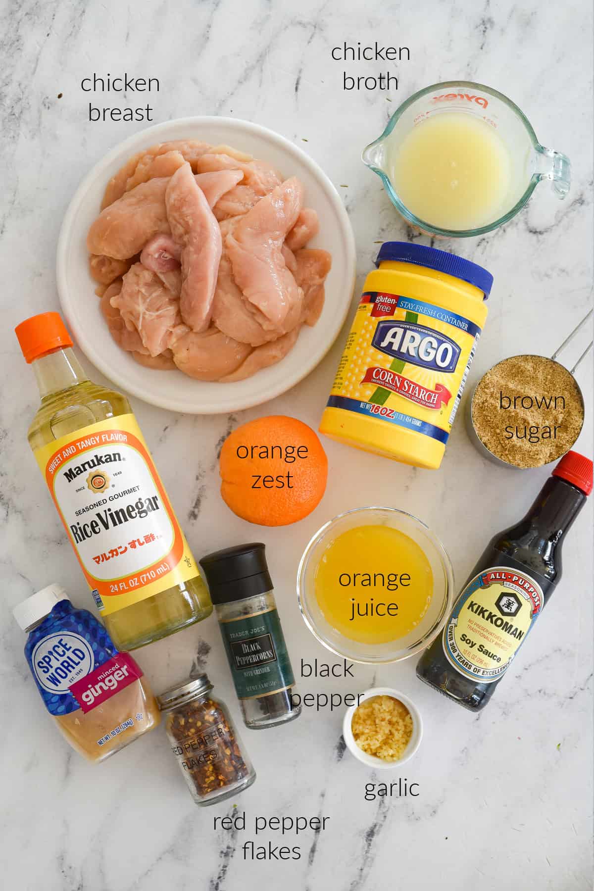 ingredients for orange chicken